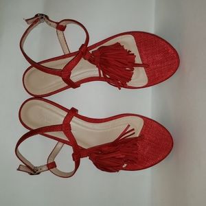 Club Monaco, red sandals, size 7 / 38, lighty worn. Fun & Flirty